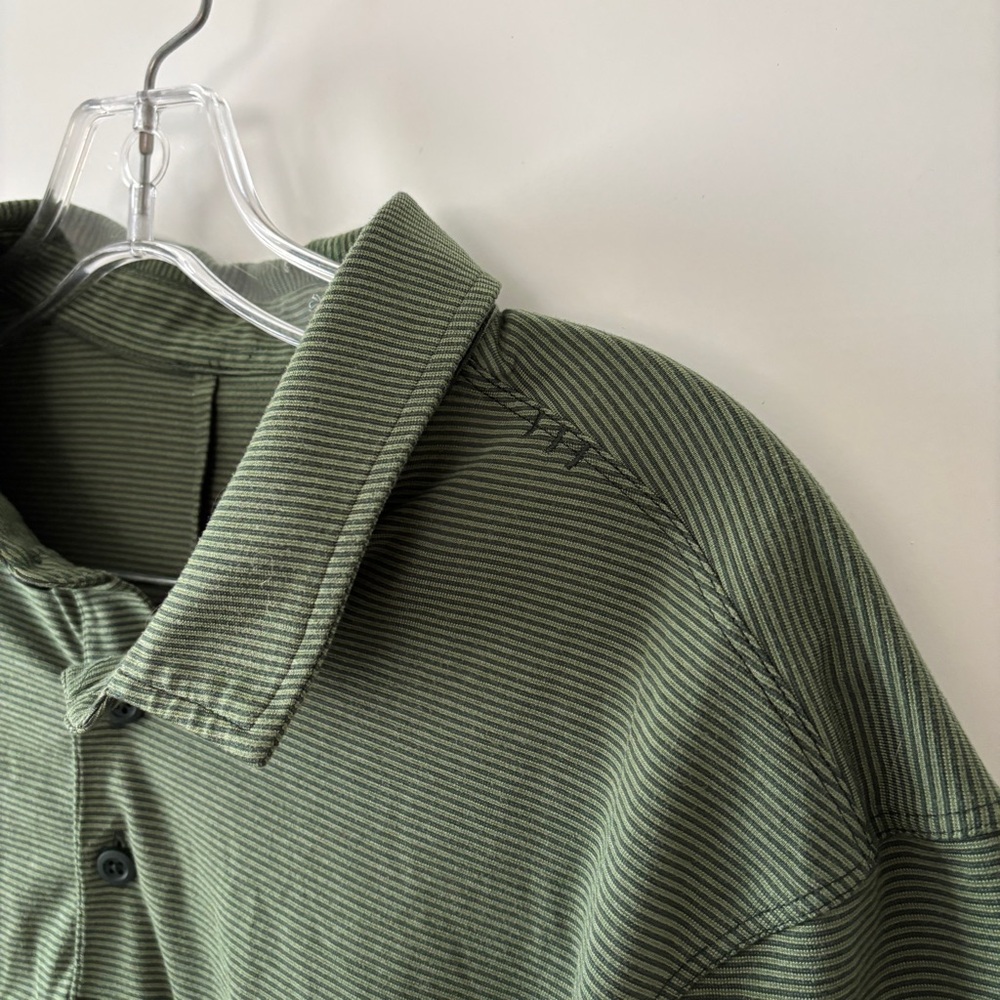 Lululemon Evolution Polo in Tonka Stripe Rainforest Green Green Twill size XL - Picture 6 of 9